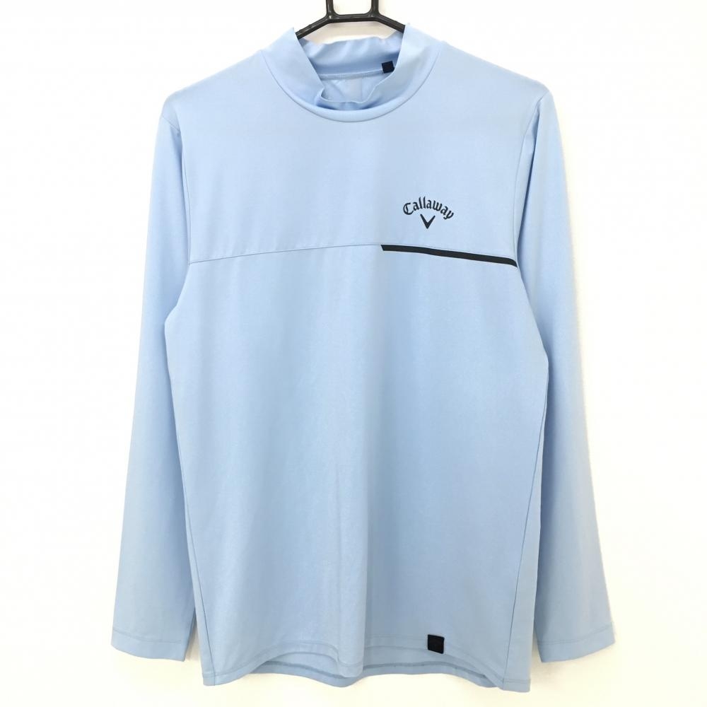 【美品】キャロウェイ 長袖ハイネックシャツ ライトブルー×黒 メンズ M ゴルフウェア 2022年モデル Callaway