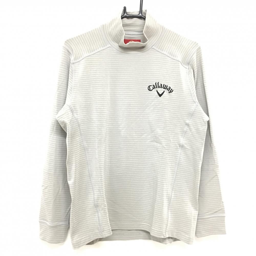 【美品】キャロウェイ レッドレーベル 長袖ハイネックシャツ グレー×ライトベージュ  メンズ M ゴルフウェア Callaway