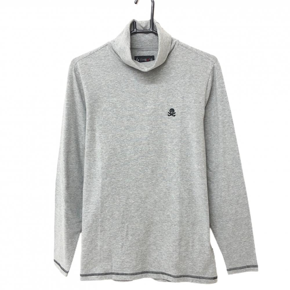 【美品】キャロウェイ 長袖タートルネックシャツ グレー スカルワッペン  メンズ M ゴルフウェア Callaway