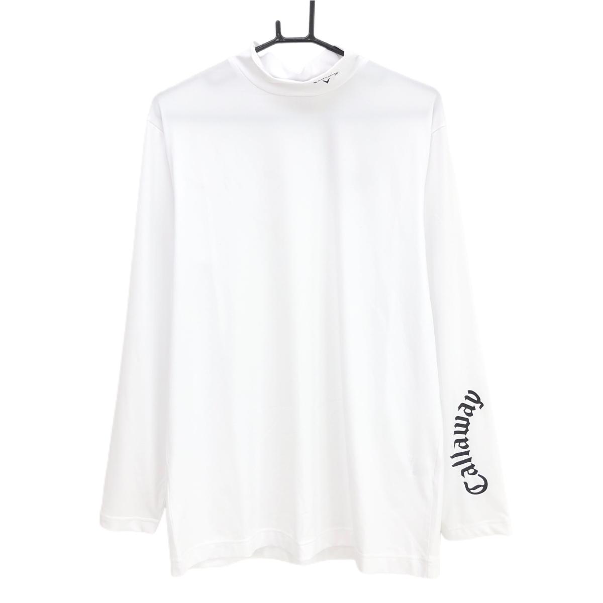 【新品】キャロウェイ 長袖ハイネックシャツ 白 袖ロゴ黒 吸汗速乾 UPF50 メンズ 3L ゴルフウェア 2024年モデル 大きいサイズ Callaway