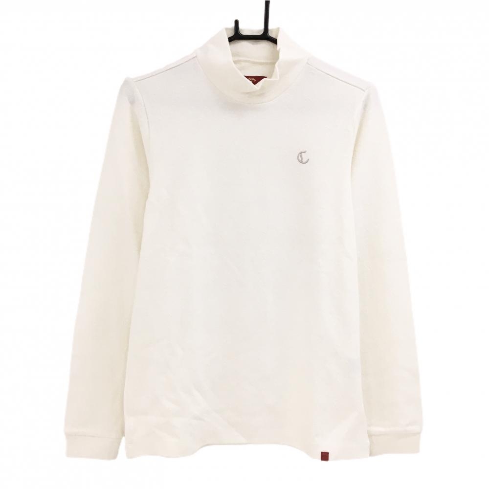 【超美品】キャロウェイ レッドレーベル 長袖ハイネックシャツ 白 総柄地模様 表微起毛 ストレッチ  メンズ M ゴルフウェア Callaway