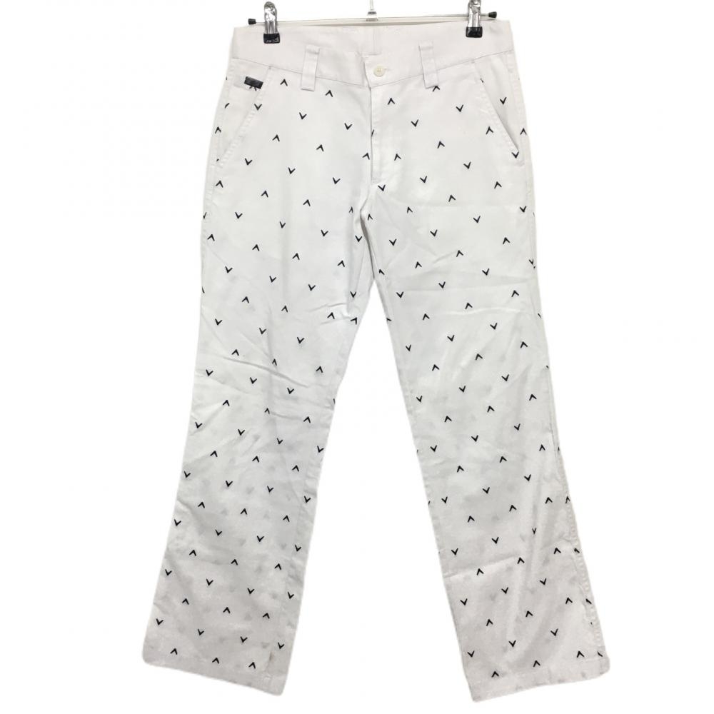 キャロウェイ パンツ 白×ネイビー 刺しゅうロゴ柄  メンズ M ゴルフウェア Callaway