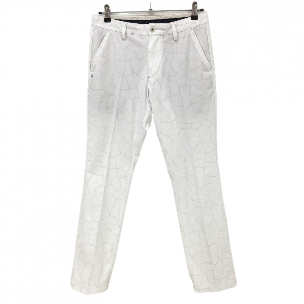 【美品】キャロウェイ パンツ 白×ベージュ 総柄 ティー装着可 ストレッチ メンズ M ゴルフウェア Callaway