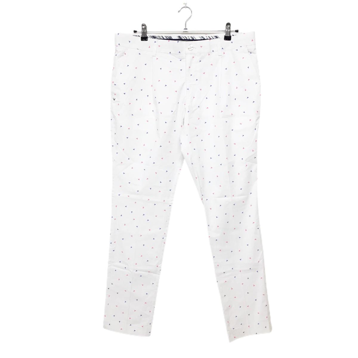 【美品】キャロウェイ パンツ 白×ブルー×ピンク ロゴ総柄  メンズ 3L ゴルフウェア Callaway