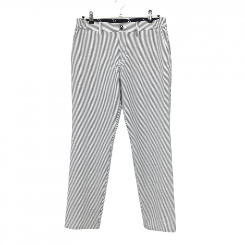 【超美品】キャロウェイ パンツ 白×ネイビー ストライプ サッカー生地 メンズ L ゴルフウェア Callaway