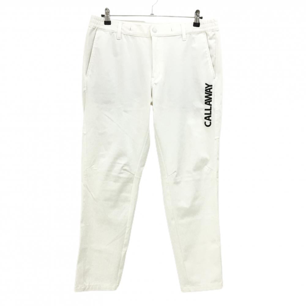 【美品】キャロウェイ パンツ 白×黒 ロゴ刺しゅう ストレッチ メンズ 3L ゴルフウェア 2024年モデル 大きいサイズ Callaway