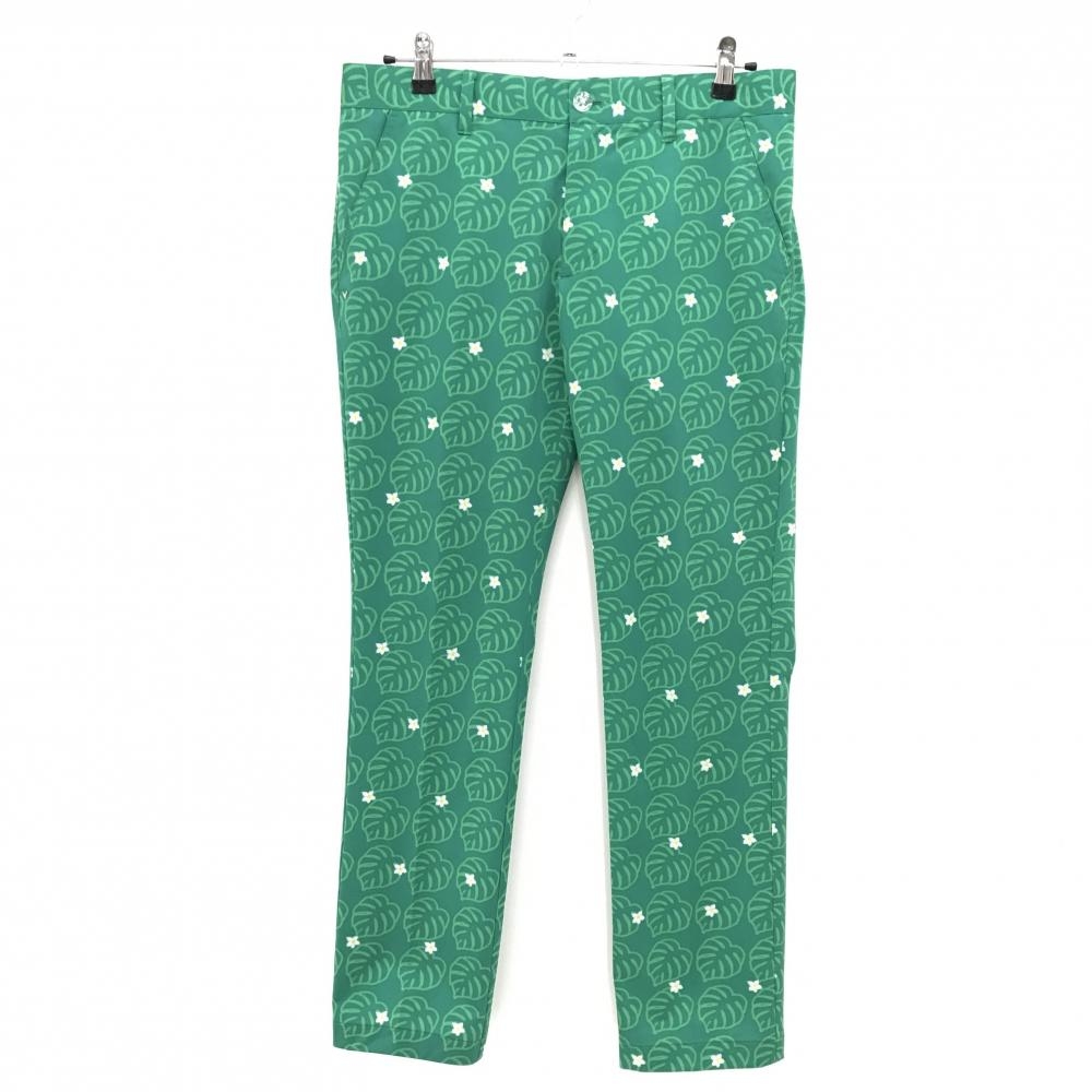 【美品】キャロウェイ パンツ グリーン×白 リーフ柄 花柄 メンズ L ゴルフウェア Callaway