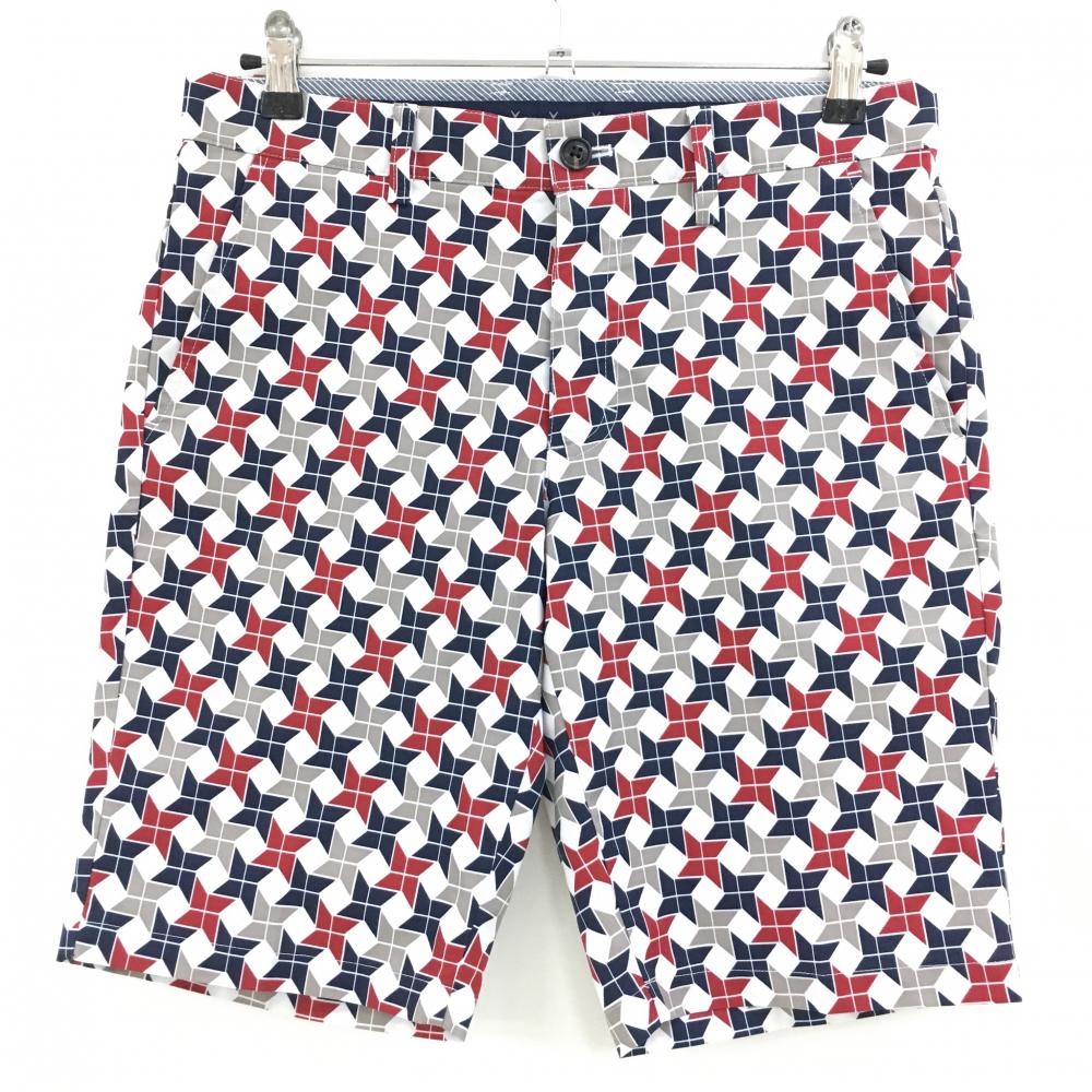 キャロウェイ ハーフパンツ ネイビー×レッド 手裏剣柄 メンズ M ゴルフウェア Callaway