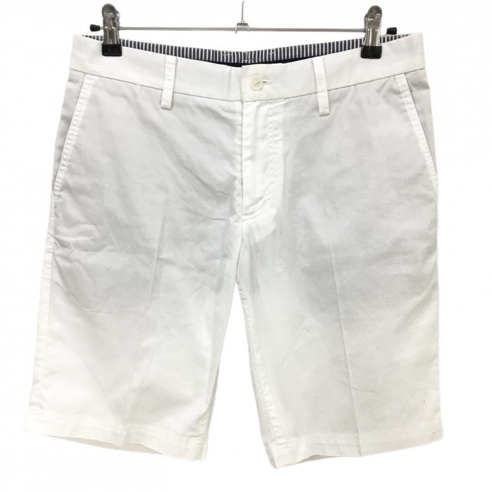 【美品】キャロウェイ ハーフパンツ 白 無地 ウエスト裏ストライプ  メンズ M ゴルフウェア Callaway