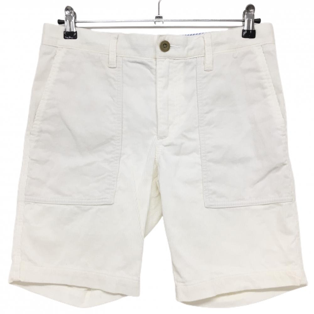 【超美品】キャロウェイ ハーフパンツ 白 コーデュロイ ウエスト調節紐付 メンズ M ゴルフウェア Callaway
