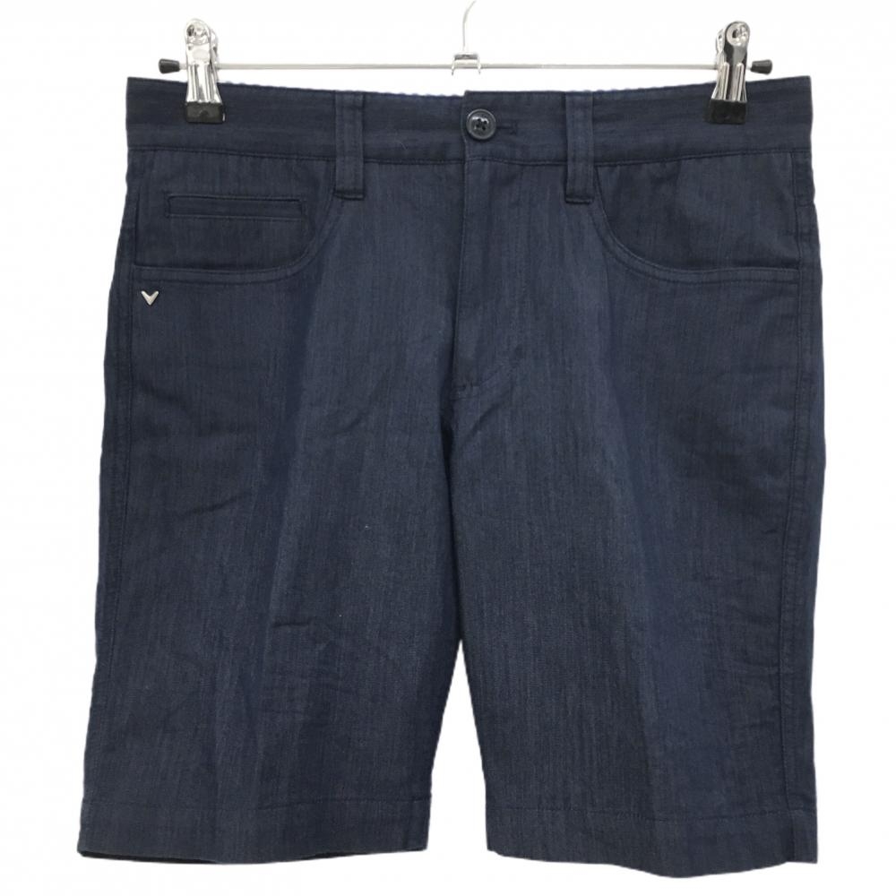 【超美品】キャロウェイ ハーフパンツ ネイビー デニム調 ストレッチ  メンズ S ゴルフウェア Callaway