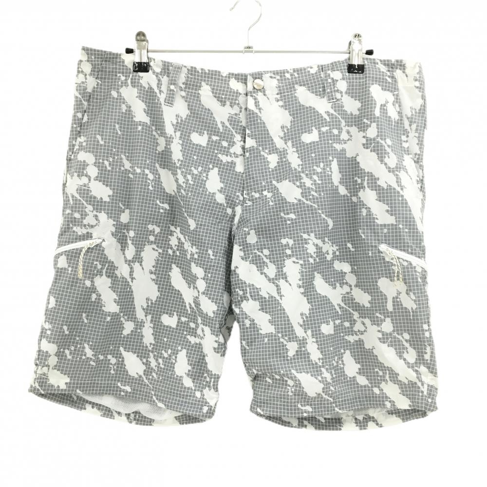 キャロウェイ ハーフパンツ グレー×白 総柄 格子 裏地メッシュ  メンズ XL ゴルフウェア Callaway