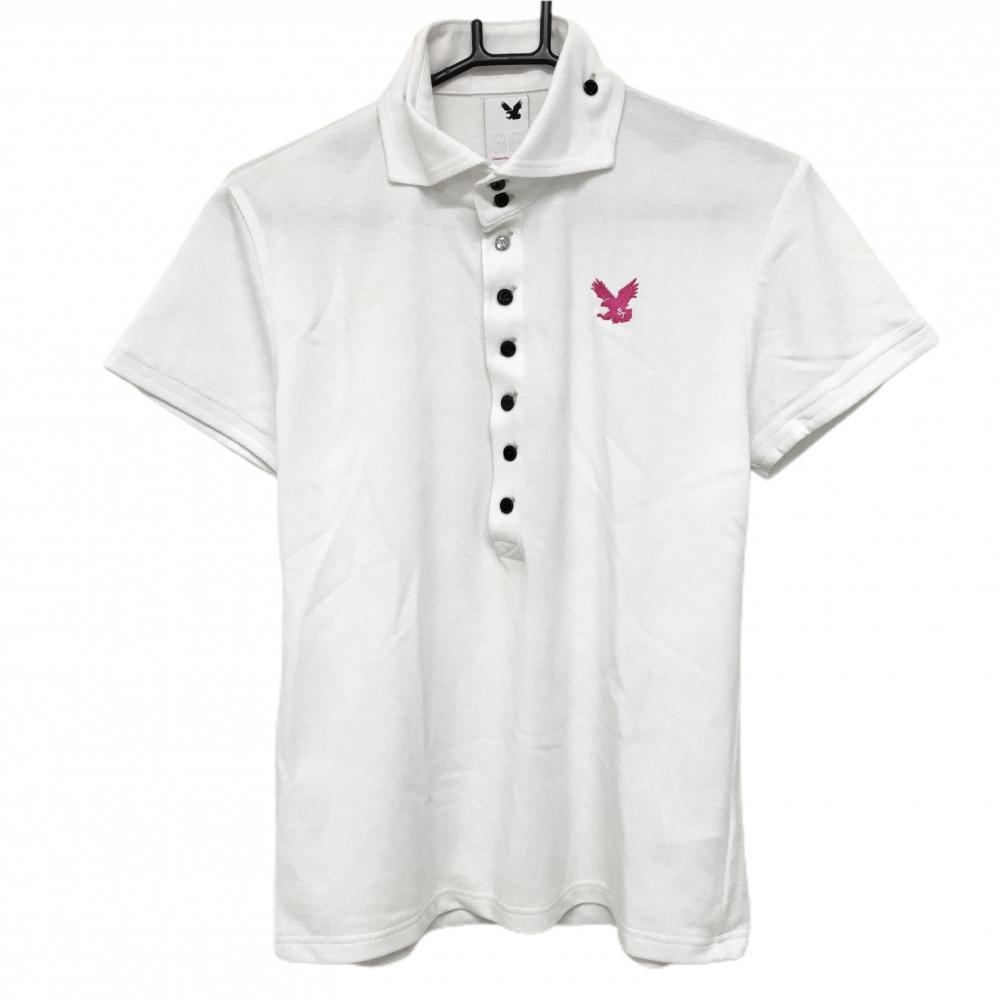 サマンサタバサ 半袖ポロシャツ 白 襟ボタン A.ROUND36 メンズ LL ゴルフウェア Samantha Thavasa