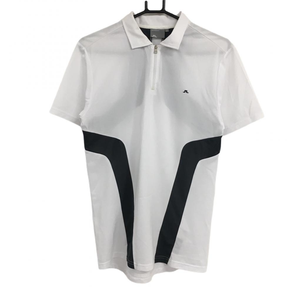 ジェイリンドバーグ 半袖ポロシャツ 白×グレー ハーフジップ FIELD SENSOR  メンズ S ゴルフウェア J．LINDEBERG