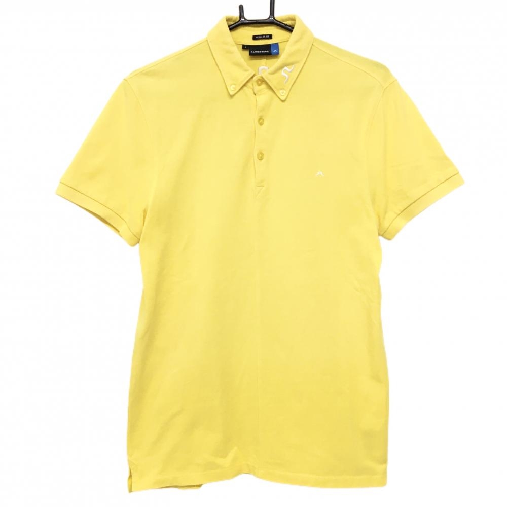 ジェイリンドバーグ 半袖ポロシャツ イエロー ロゴ白 メンズ S ゴルフウェア J．LINDEBERG