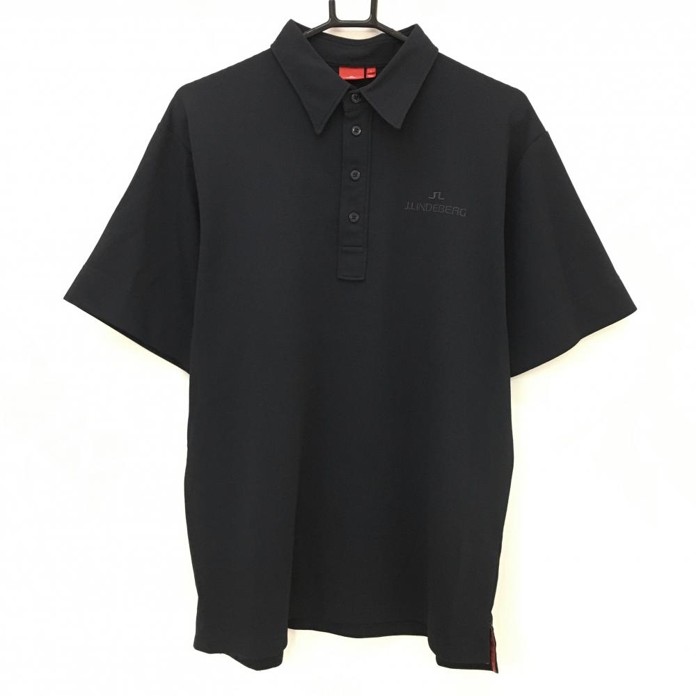 ジェイリンドバーグ 半袖ポロシャツ 黒 ロゴ刺しゅう メンズ L ゴルフウェア J．LINDEBERG