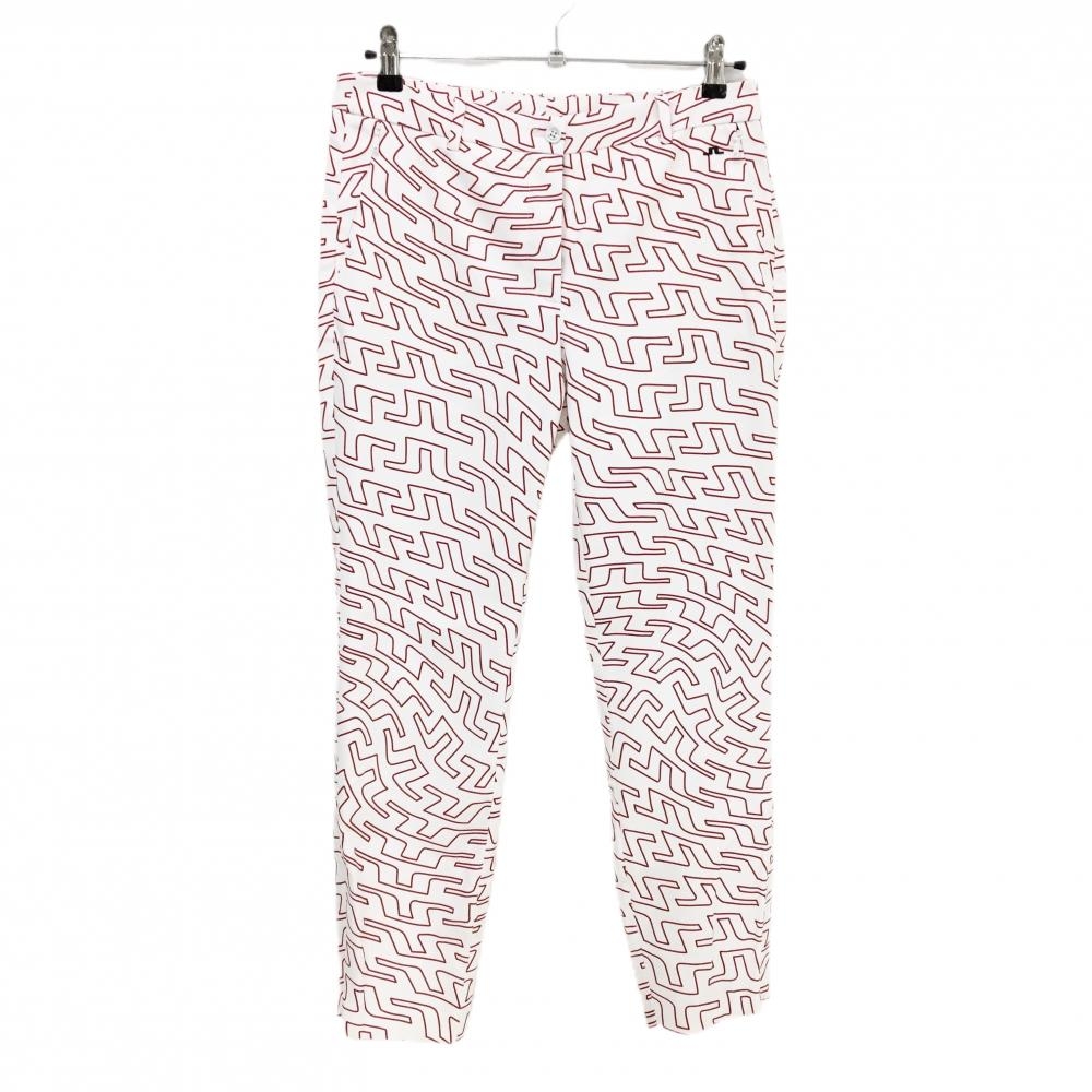 【超美品】ジェイリンドバーグ パンツ 白×レッド ロゴ総柄  メンズ 28 ゴルフウェア J．LINDEBERG