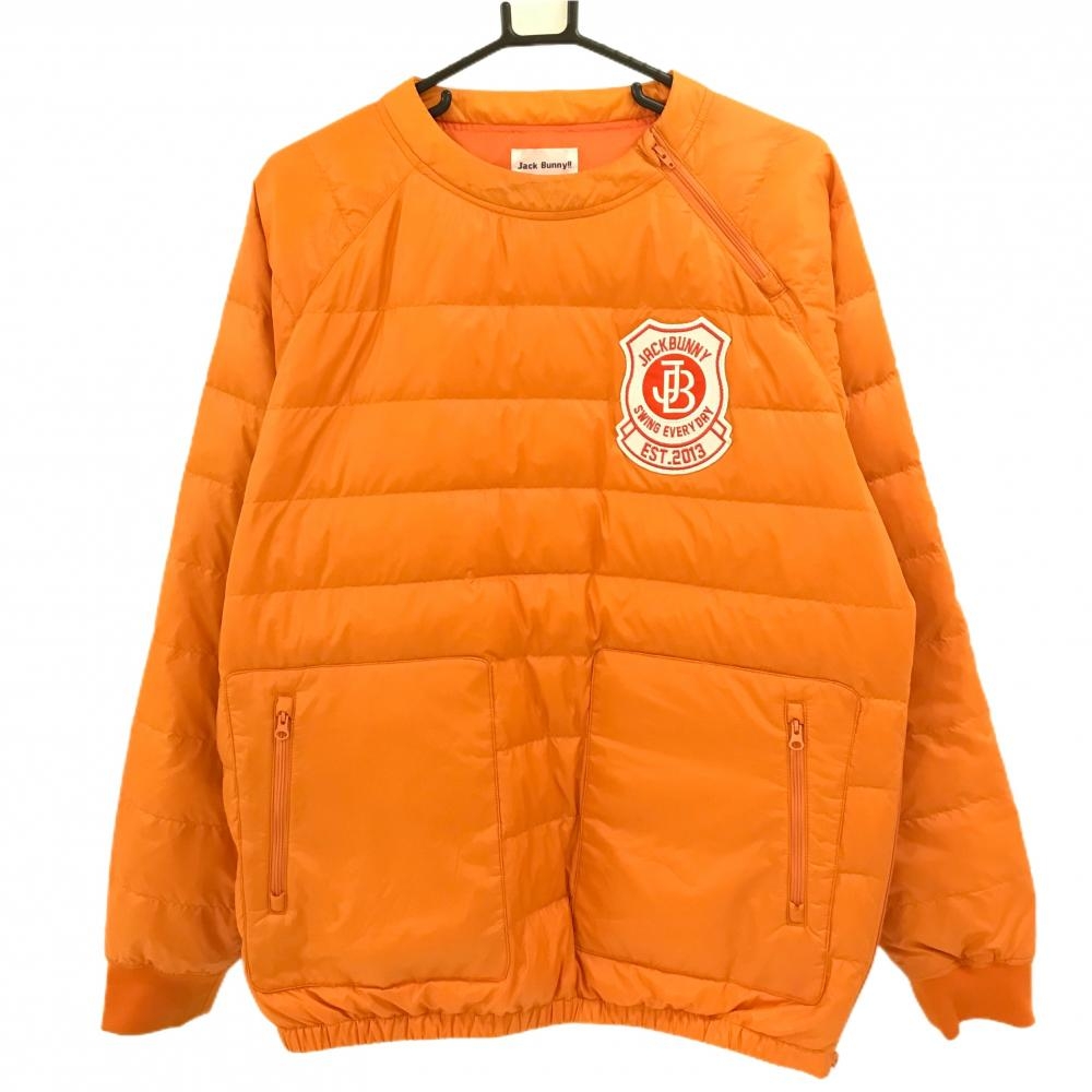 ジャックバニー ダウンブルゾン オレンジ ハーフジップ ワッペン ナイロン  メンズ 6(XL) ゴルフウェア Jack Bunny