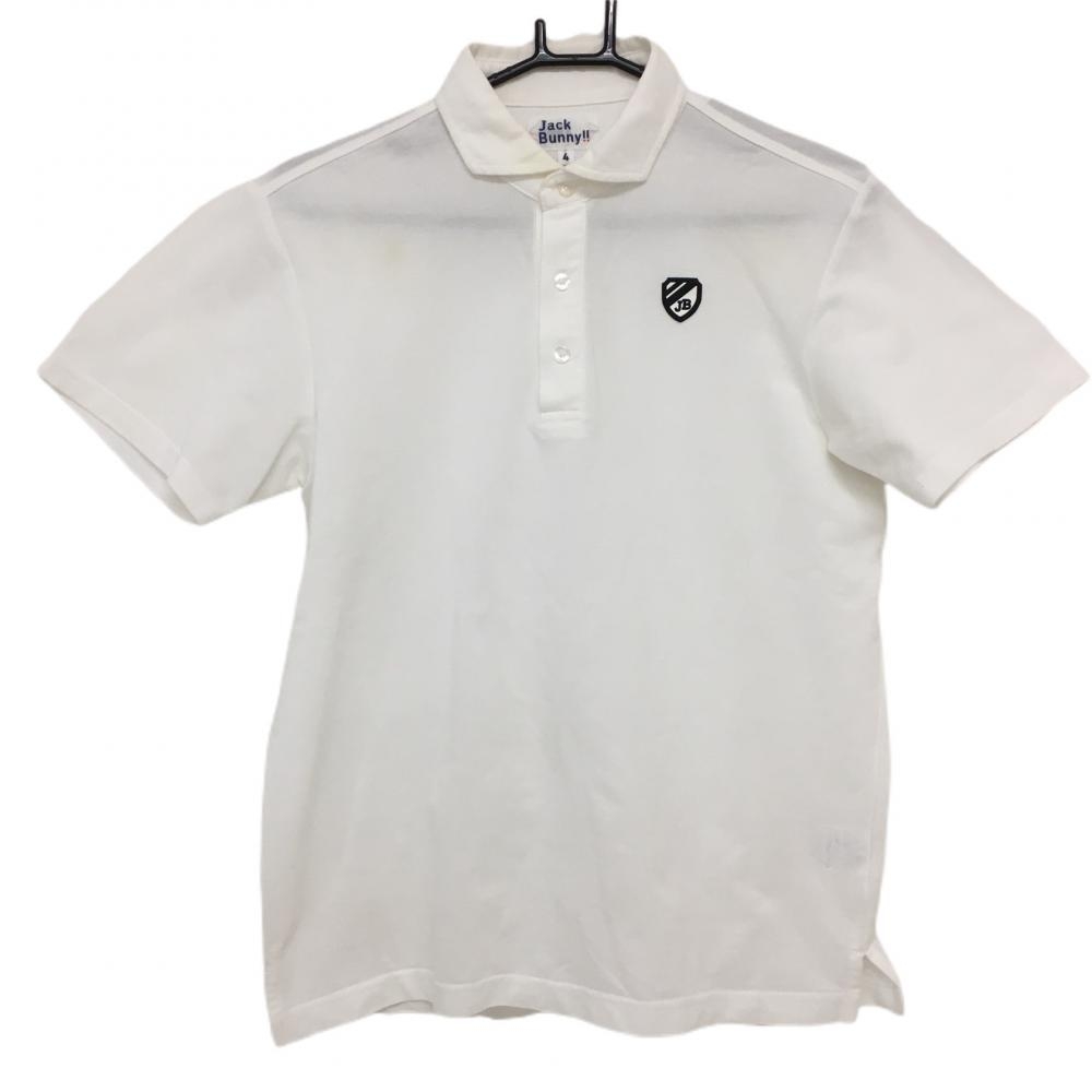 ジャックバニー 半袖ポロシャツ 白 シリコンワッペン メンズ 4(M) ゴルフウェア Jack Bunny 画像