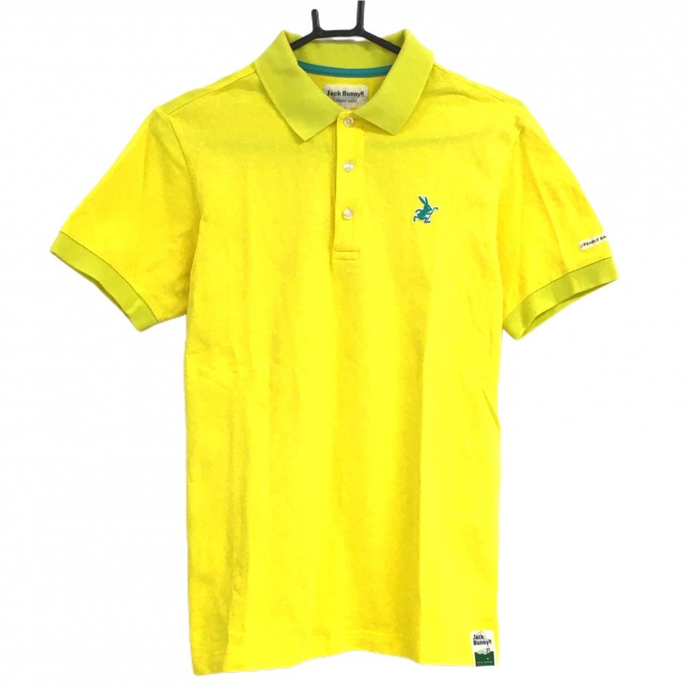 【美品】ジャックバニー 半袖ポロシャツ イエロー ラビット刺しゅう メンズ 4(M) ゴルフウェア Jack Bunny