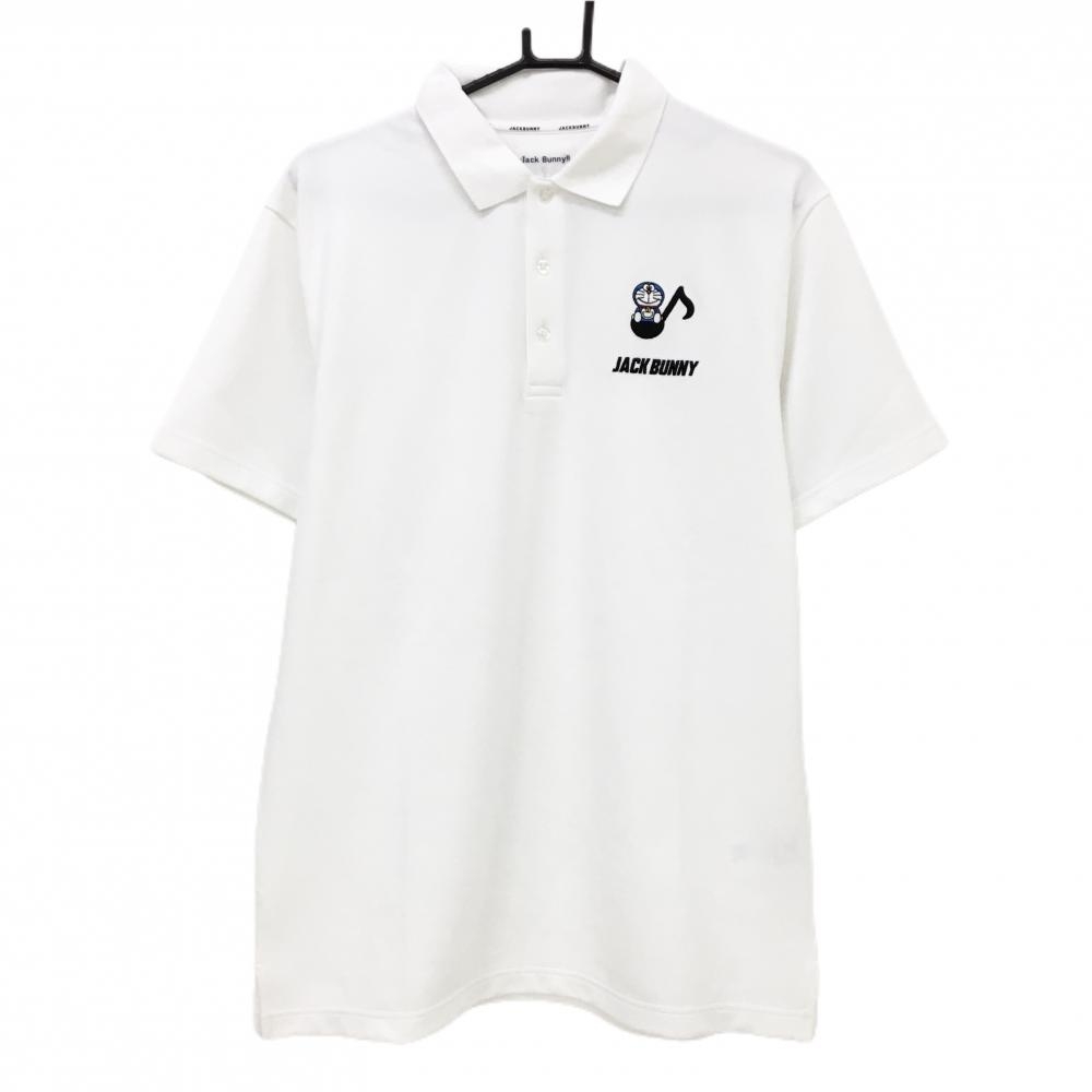 【超美品】ジャックバニー×ドラえもん 半袖ポロシャツ 白 ドラえもん刺しゅう  メンズ 6(XL) ゴルフウェア 2024年モデル Jack Bunny