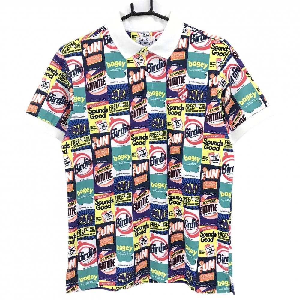ジャックバニー 半袖ポロシャツ マルチカラー 総柄 メンズ 4(M) ゴルフウェア Jack Bunny