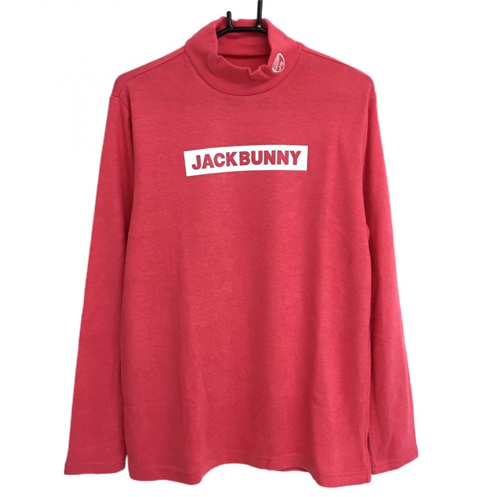 【超美品】ジャックバニー ニット長袖ハイネックシャツ ピンク×白 起毛素材 メンズ 6(XL) ゴルフウェア 2022年モデル Jack Bunny