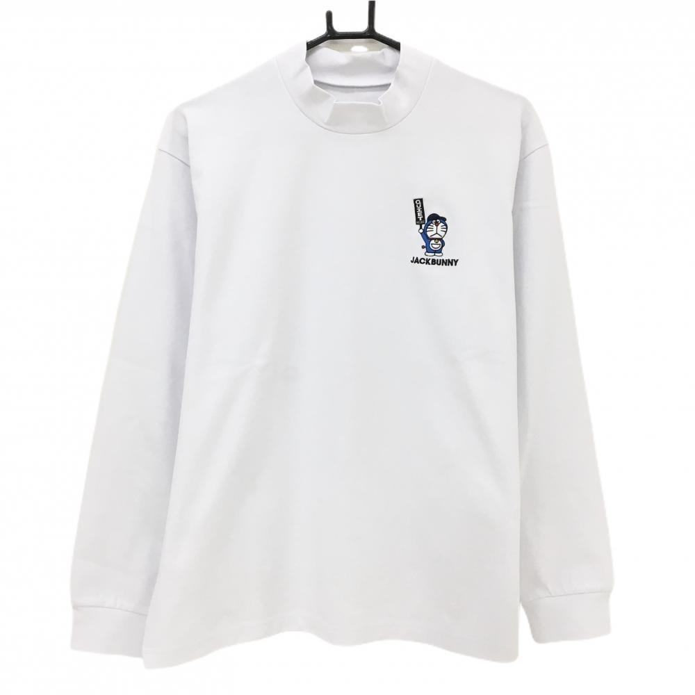 【超美品】ジャックバニー×ドラえもん 長袖ハイネックシャツ 白 バックプリント  メンズ 5(L) ゴルフウェア 2025年モデル Jack Bunny