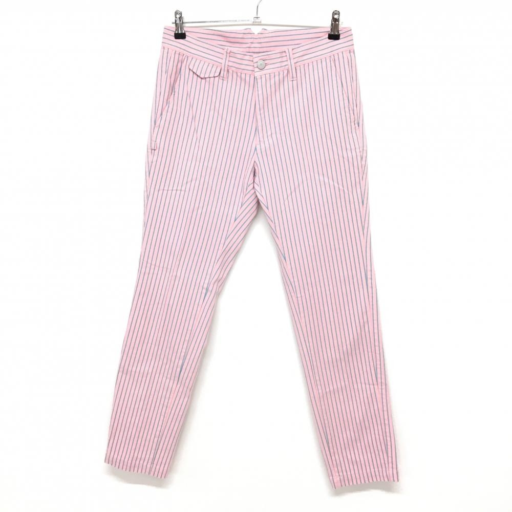 ジャックバニー パンツ ピンク×グリーンブルー ストライプ バックロゴ  メンズ 4(M) ゴルフウェア Jack Bunny