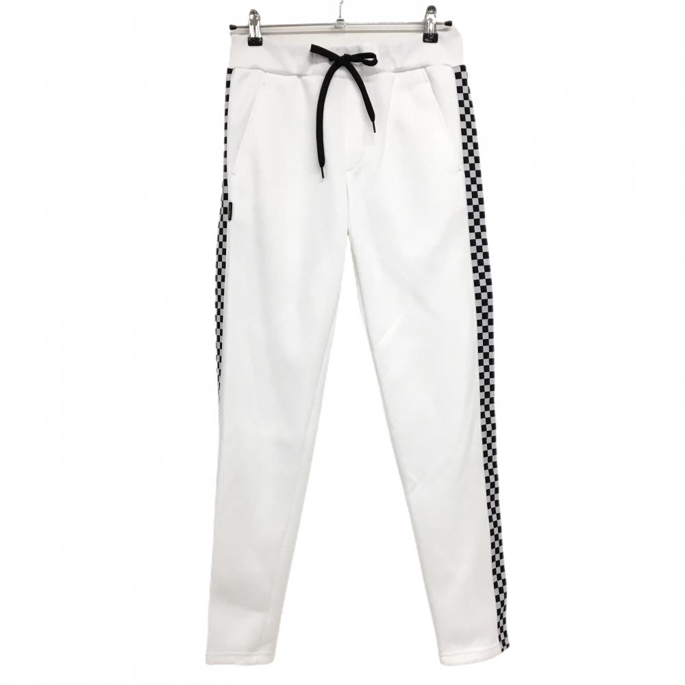 【超美品】ジャックバニー パンツ 白×黒 サイドブロックチェック ウエストゴム  メンズ 4(M) ゴルフウェア Jack Bunny