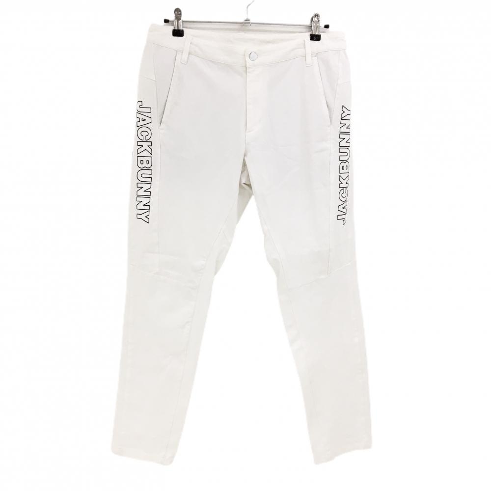 【美品】ジャックバニー パンツ 白 ストレッチ サイドロゴ メンズ 5(L) ゴルフウェア Jack Bunny