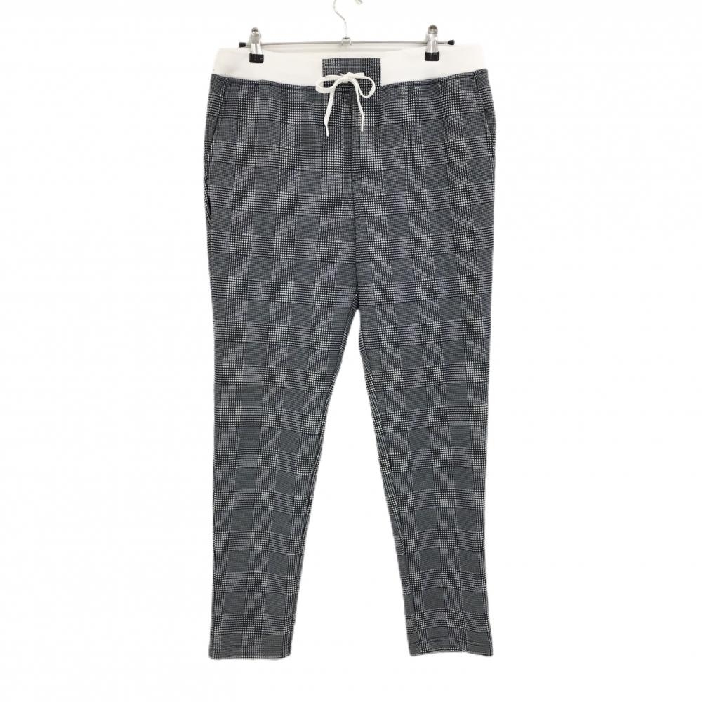 【美品】ジャックバニー パンツ 白×ネイビー グレンチェック ウエストゴム メンズ 6(XL) ゴルフウェア Jack Bunny
