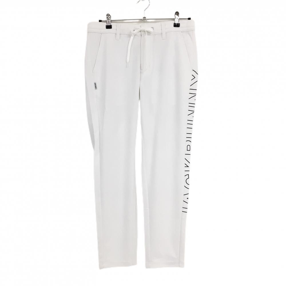 【美品】ジャックバニー パンツ 白 サイドロゴ ウエストゴム ストレッチ  メンズ 5(L) ゴルフウェア Jack Bunny