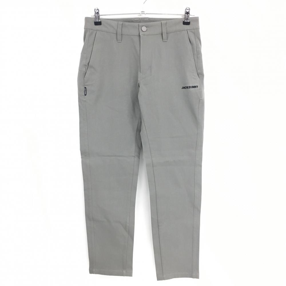 【超美品】ジャックバニー パンツ スモーキーグレー×黒 バックロゴプリント ストレッチ メンズ 3(S) ゴルフウェア Jack Bunny