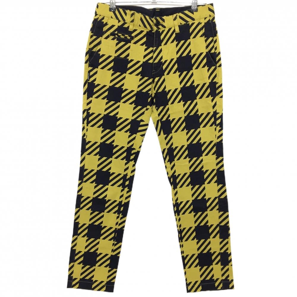 ジャックバニー パンツ イエロー×ネイビー ブロックチェック ストレッチ メンズ 4(M) ゴルフウェア Jack Bunny