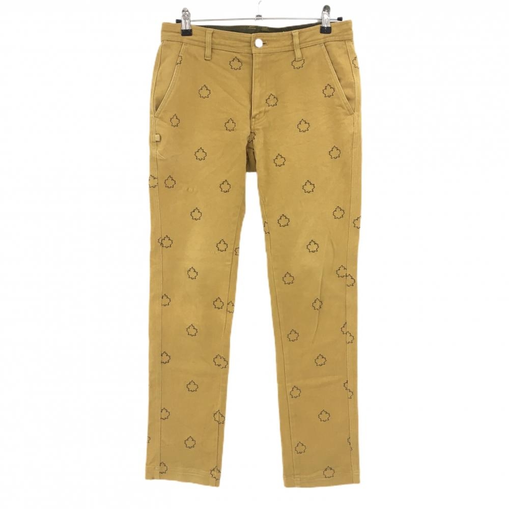 ジャックバニー パンツ イエロー系×ダークグレー 総柄 バックロゴ メンズ 4(M) ゴルフウェア Jack Bunny