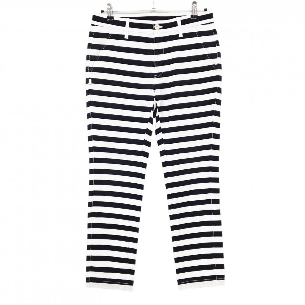 ジャックバニー パンツ 白×ネイビー ボーダー ストレッチ メンズ 4(M) ゴルフウェア Jack Bunny