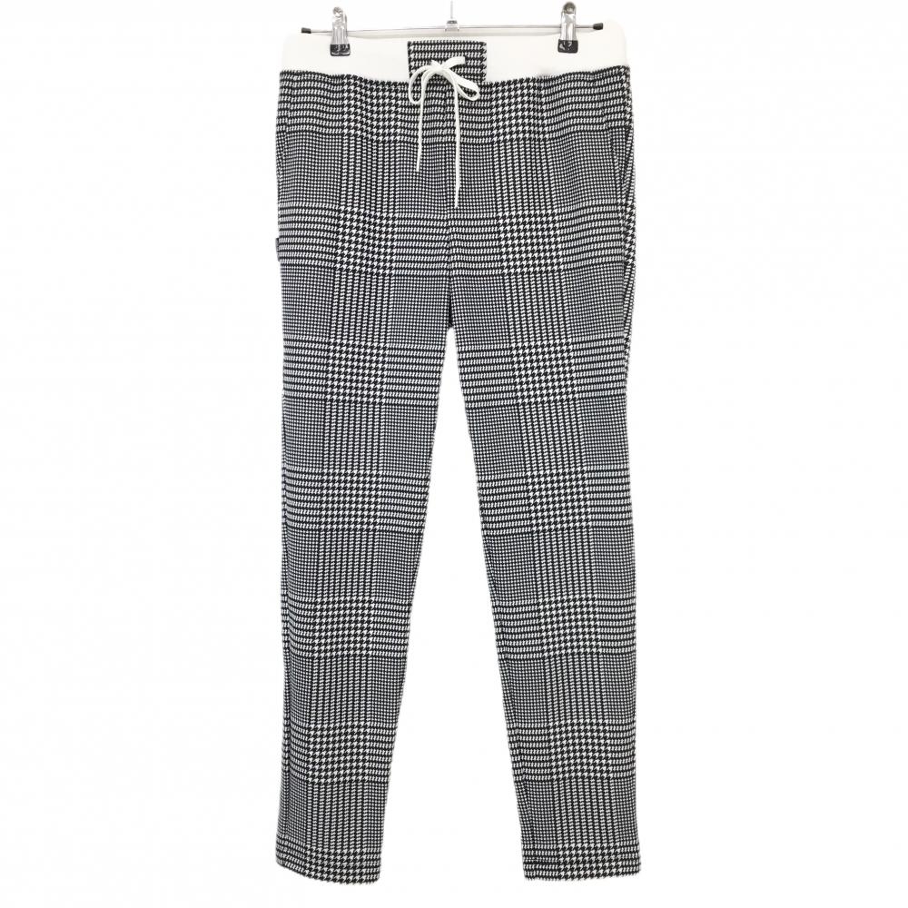 【超美品】ジャックバニー パンツ 黒×白 グレンチェック ウエストゴム・調整紐 ストレッチ メンズ 4(M) ゴルフウェア Jack Bunny