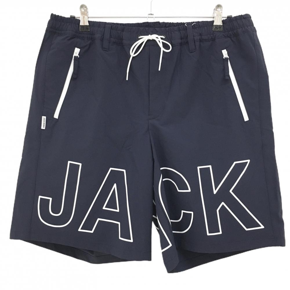 【新品】ジャックバニー ハーフパンツ ネイビー×白 ロゴプリント メンズ 6(XL) ゴルフウェア 2023年モデル Jack Bunny