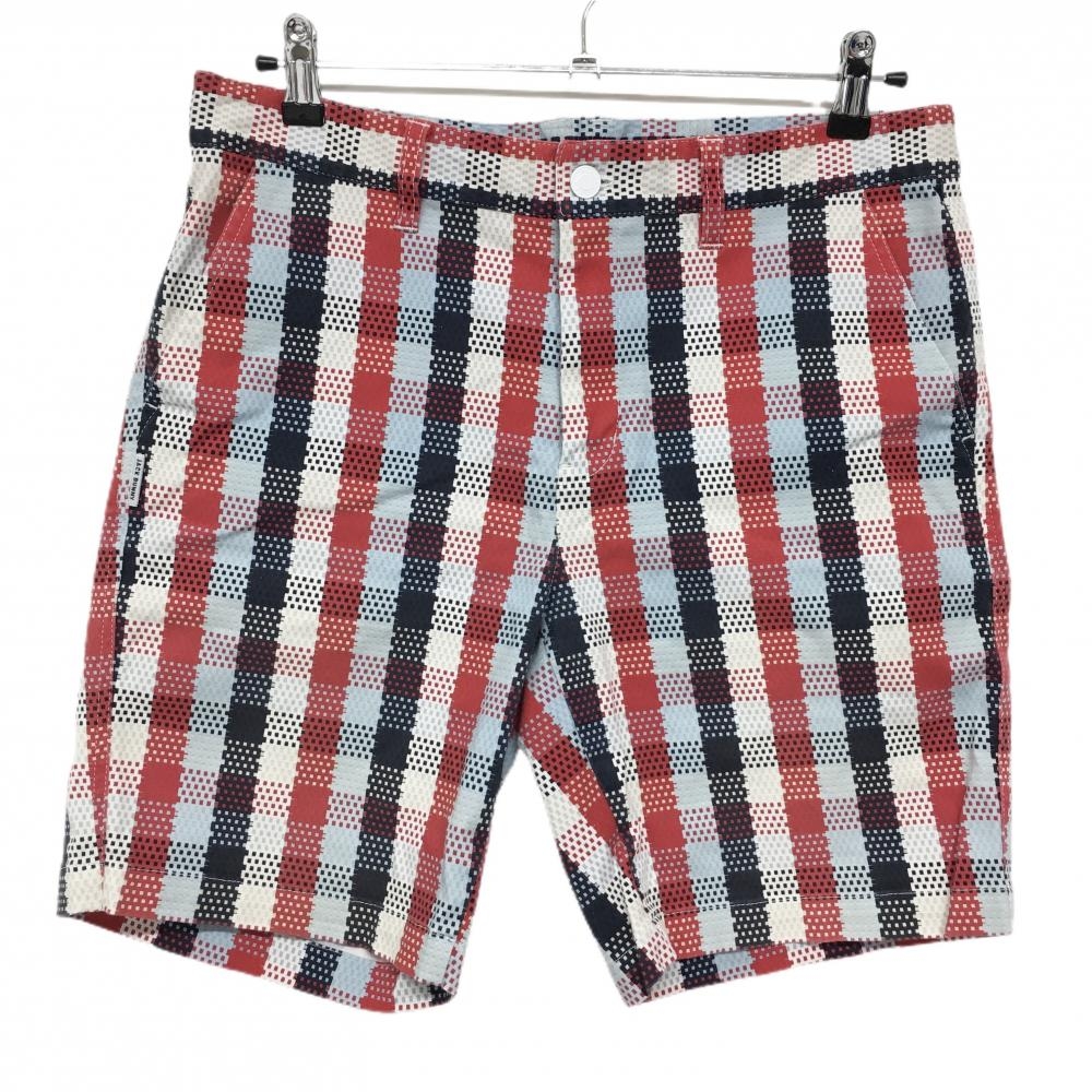 ジャックバニー ハーフパンツ ネイビー×レッド×白 チェック メンズ 5(L) ゴルフウェア Jack Bunny
