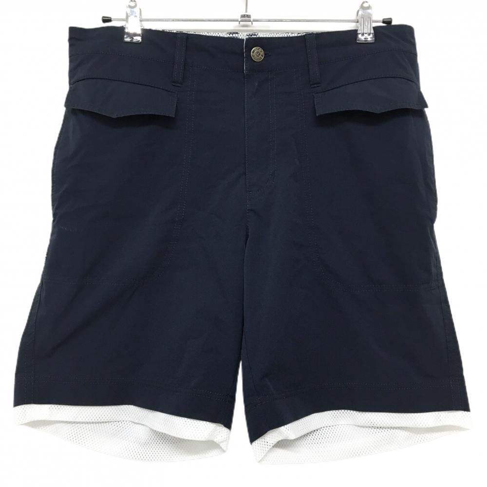 ジャックバニー ハーフパンツ ネイビー×白 裾メッシュ  メンズ 6(XL) ゴルフウェア Jack Bunny