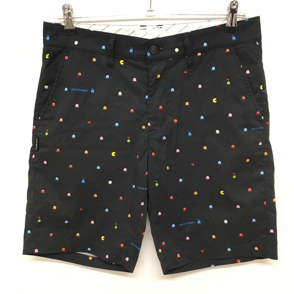 ジャックバニー×パックマン ハーフパンツ 黒×マルチカラー 総柄 PAC-MAN メンズ 4(M) ゴルフウェア Jack Bunny