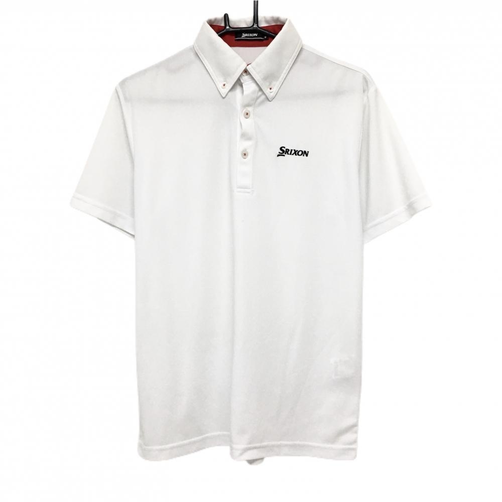 スリクソン 半袖ポロシャツ 白 織生地 ボタンダウン メンズ M ゴルフウェア SRIXON