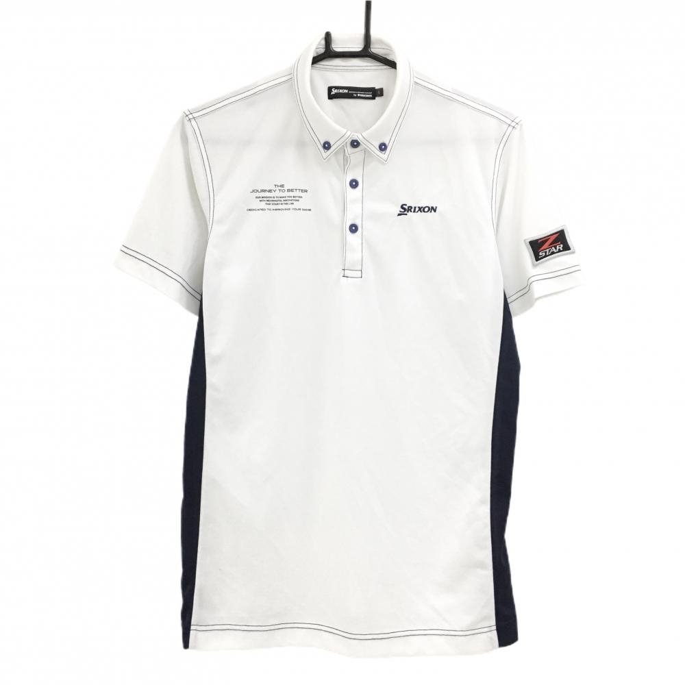 スリクソンバイデサント 半袖ポロシャツ 白×ネイビー ロゴ刺しゅう  メンズ L ゴルフウェア SRIXON