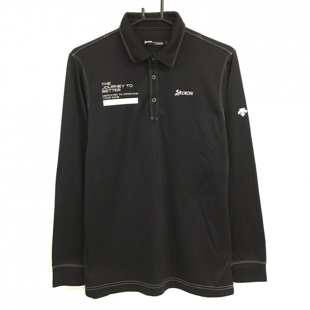 スリクソンバイデサント 長袖ポロシャツ 黒×白 胸ロゴ ステッチ  メンズ L ゴルフウェア SRIXON