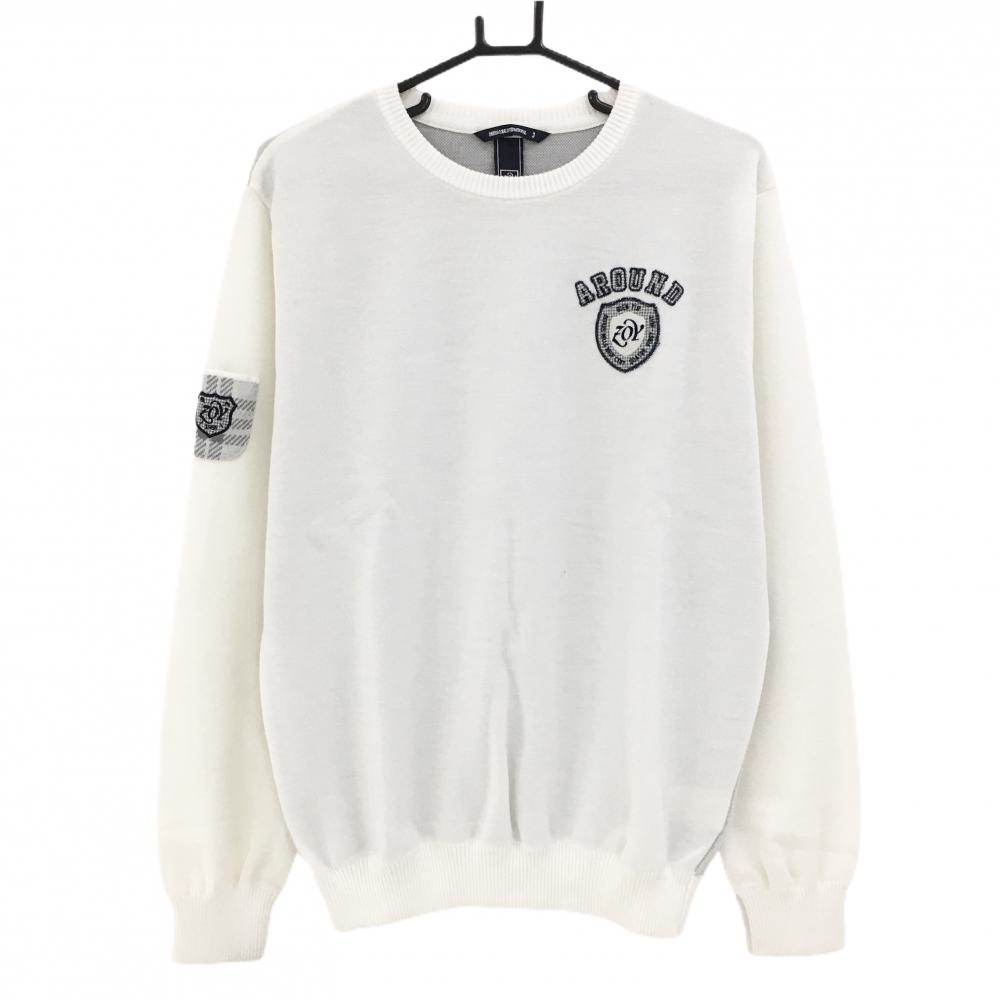 ゾーイ セーター 白×グレー 後チェック ニット  メンズ 3(Ｌ) ゴルフウェア ZOY