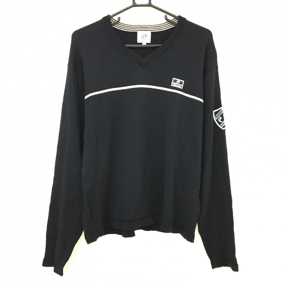 ゾーイ セーター ダークネイビー 胸元ライン ロゴ刺しゅう ウール100％  メンズ 3(L) ゴルフウェア ZOY