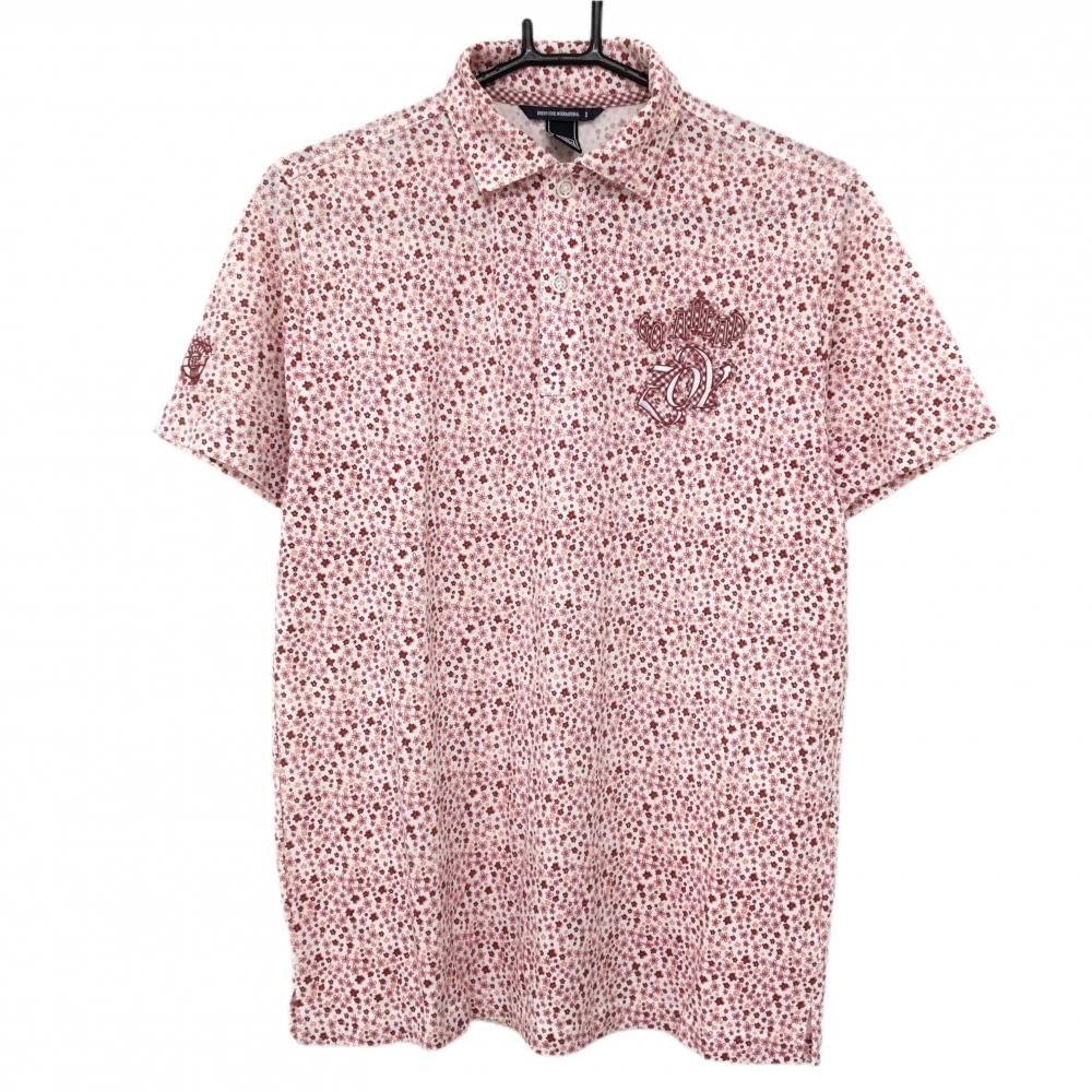 ゾーイ 半袖ポロシャツ 白×レッド 花柄  メンズ 2(M) ゴルフウェア ZOY