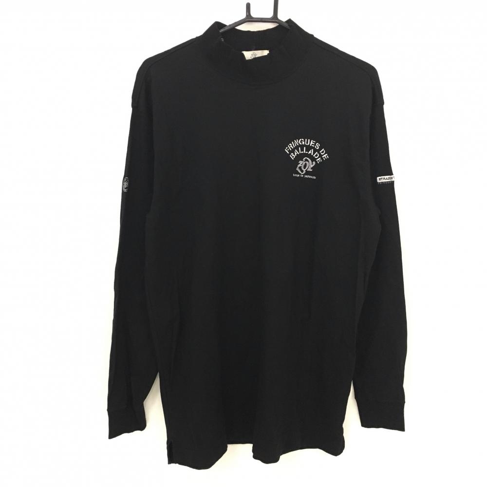 【美品】ゾーイ 長袖ハイネックシャツ 黒×白 コットン100％ メンズ 3(L) ゴルフウェア ZOY 画像