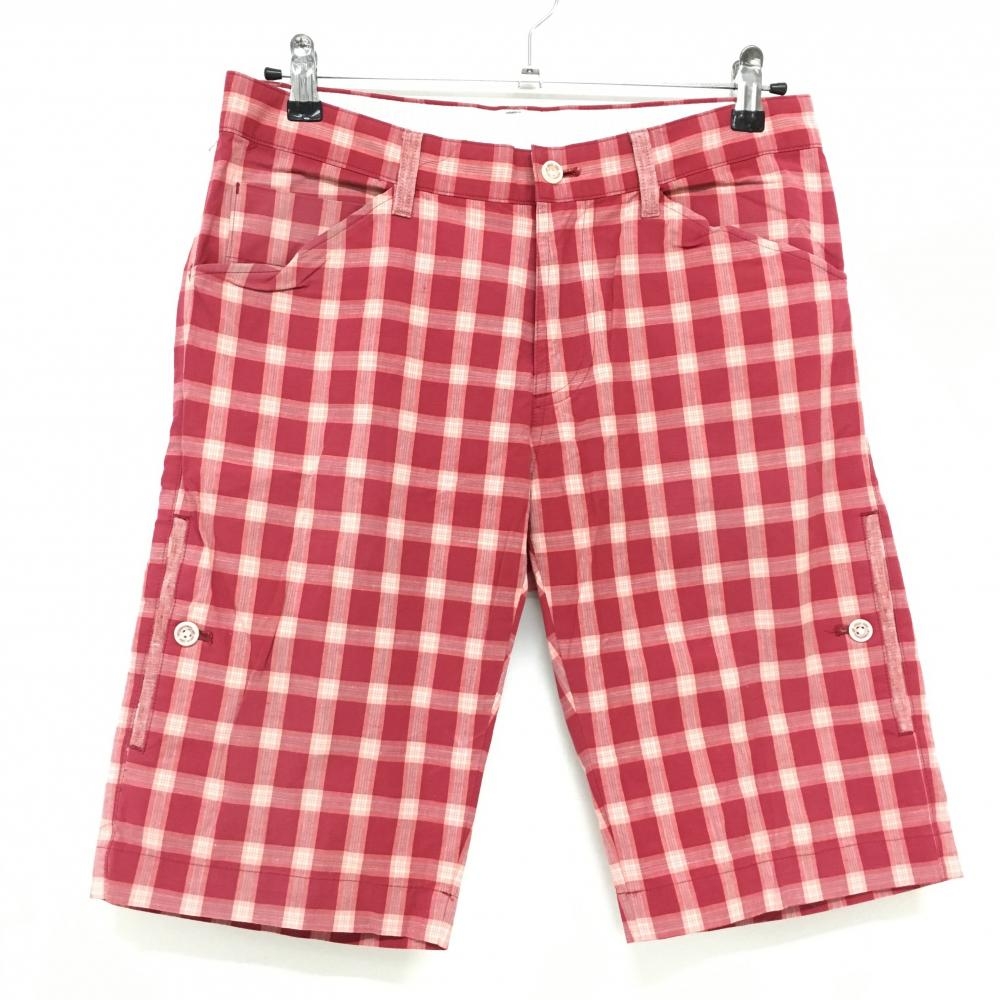 ゾーイ ハーフパンツ レッド×オレンジ チェック ストレッチ  メンズ 79 ゴルフウェア ZOY